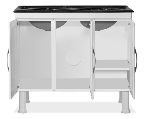 Gabinete Lavanderia 100% Em Aço P/ 2 Cubas S/ Tanque Cor Branco