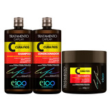 Eico Tratamento Cura Fios Fortalecimento Crescimento Shampoo Sem Sal E Condicionador Leave-in 450ml + Máscara Creme Hidratação 500g