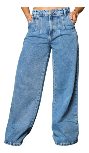 Calça Jeans Pantalona Feminina  Premium Cós Alto Blogueira
