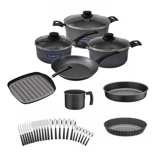 Set Combo Cocina Tramontina Teflon Antiadherente 32 Unidades