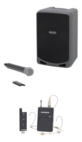 Samson Portable Pa Kit With Wireless Headset And Handheld Mi