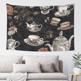 Adanti Black Afternoon Tea Print Tapestry Decorative Wall S.