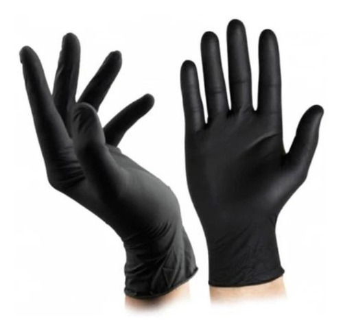 Guantes De Nitrilo Negros. 100 Unidades. Talla: M