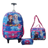 Mochila Frozen Carrinho De Rodinhas Escolar Infantil Juvenil