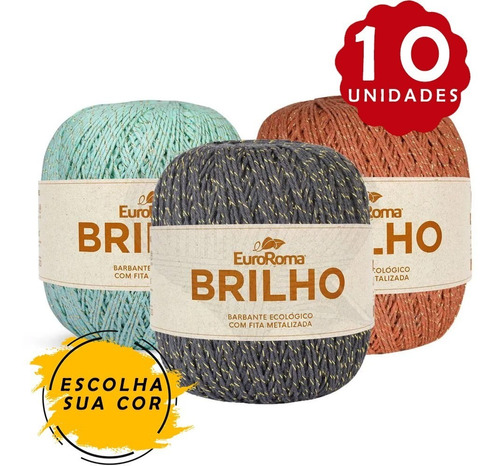 Kit Barbante Euroroma Brilho Ouro/prata N°6 400g - 10 Und