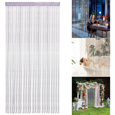 Cortinas Moradas Con Cuentas Y Borlas Para Puertas De 91 X 1 Negro