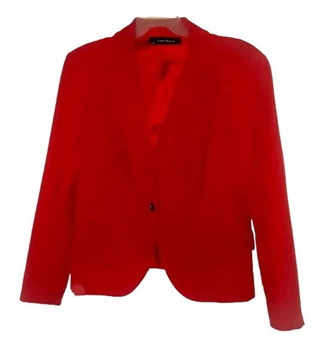 Blazer Zara Basic De Pana Rojo Mujer Spandex Grande 34 