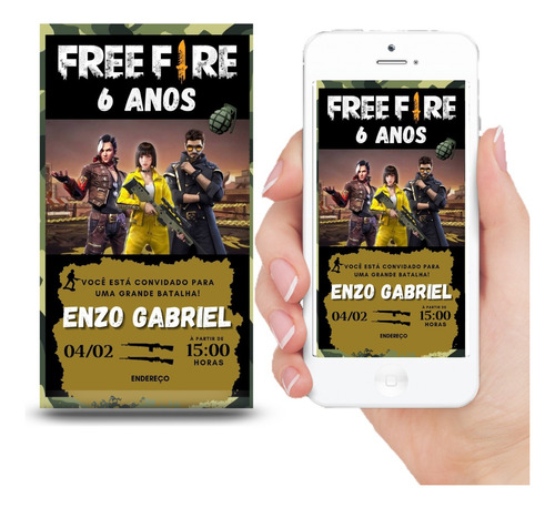 Convite Digital | Festa Infantil | Free Fire | Fortnite