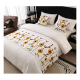 Piecera De Cama Bordada Decorativa Diseño Floral 60x200cm Q4