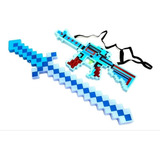 Kit Espada + Arma De Brinquedo Diamante Minecraft 