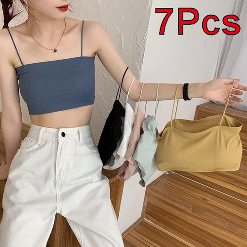 7 Piezas Mujeres Sexy Crop Tops Sujetador Tubo Top Femenino