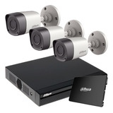 Kit Seguridad Dahua Dvr 4 Ch + 3 Camaras + Disco