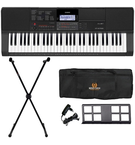 Kit Teclado Musical Completo Casio Ctx700 Com Bag + Suporte