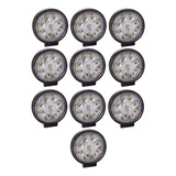 10u X Faro Led Redondo 27w 9 Leds Blanco Cuatri Moto 4x4