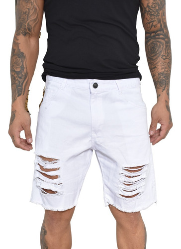 Bermuda Shorts Jeans Preta Rasgada Desfiada Lançamento 2019