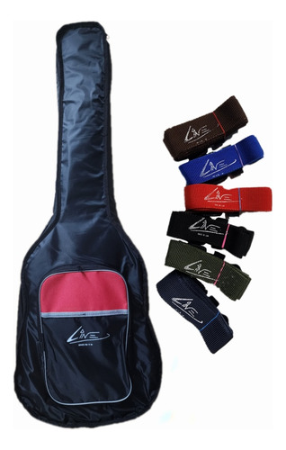 Funda Para Guitarra Acústica Marca Line Con 3 Talis De Regal