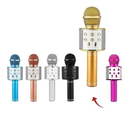 Microfone S/fio Bluetooth  Karaokê  Speaker  Usb  Led