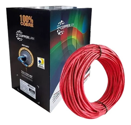 Caixa De Cabo De Rede Vermelho Cat6  200 Mts 100% Cobre