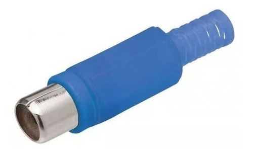 100 Peças - Plug Rca Fêmea P/ Cabo Plastico Azul