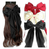 Conjunto De 3 Lazos De Pelo Para Mujer Con Clips Metálicos Y