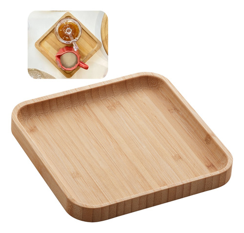 Bandeja De Bambu Square Quadrada Petisqueira 17x17cm Lyor