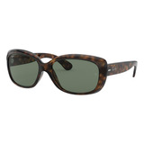 Anteojos De Sol Ray-ban Jackie Ohh Low Bridge Fit Standard Con Marco De Nailon Color Gloss Tortoise, Lente Green Clásica, Varilla Gloss Tortoise De Nailon - Rb4101f