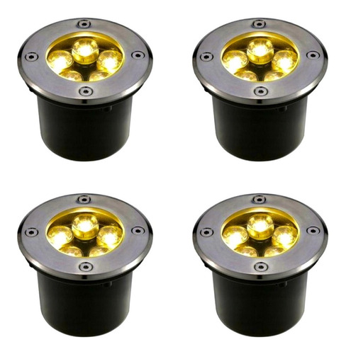 Kit 4 Spot Led Balizador Chão Jardim Embutir Blindado Biv Bq