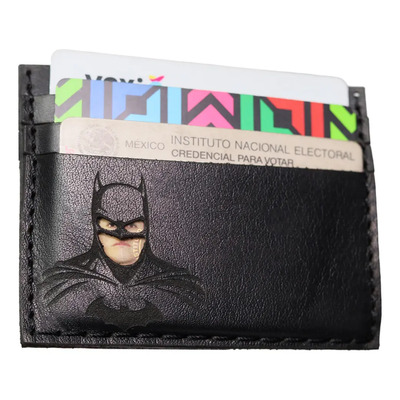 Cartera Tarjetero De Batman Para Ine De Piel 100% Genuina | Meses sin interés