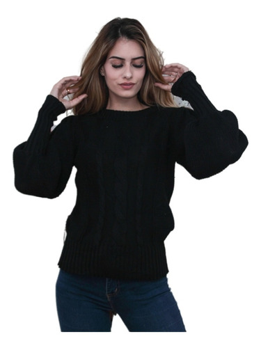 Blusa De Frio Tricot Feminina Manga Bufante  3 Trançados