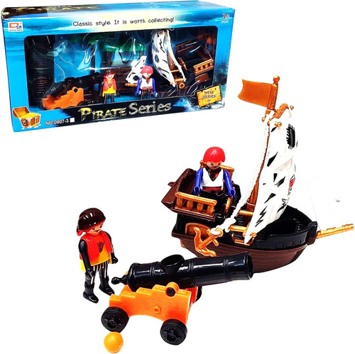 Set Muñecos Piratas Cañon Barco Tipo Playmobil Mundo Pre F15