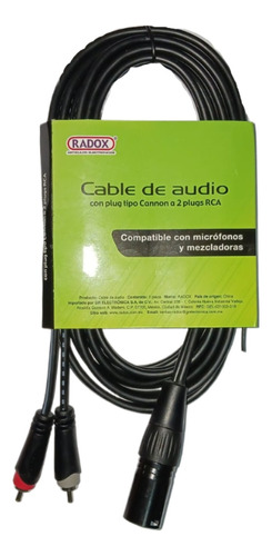 Cable De Audio Con Plugs Tipo Cannon A 2 Plugs Rca Radox