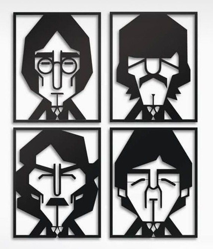 Cuadros Decorativos En Madera The Beatles X 4