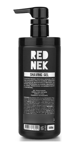 Shaving Gel De Barbear 500g Profissional Barbearia Red Nek