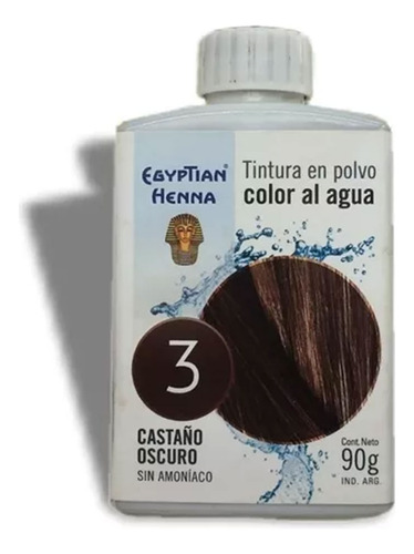 Tintura En Polvo Egyptian Color Al Agua 3 Castaño Oscuro