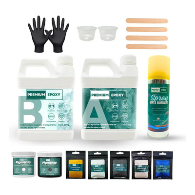 Kit De Resina Epoxica 1.5 Kg Alta Transparencia + Pigmentos Y Quita Burbujas Arte, Manualidades, Barras y Pisos Premium Epoxy | Envío gratis