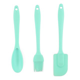 Jogo Utensílios Silicone Colher Pincel Espátula 3 Pc Cozinha