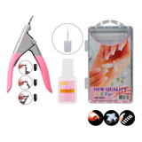 Kit Cola Para Unhas Postiças + Kit 100 Unhas Tips + Alicate