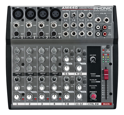 Mixer Phonic Am440 4 Canales Mono 4 Estéreo