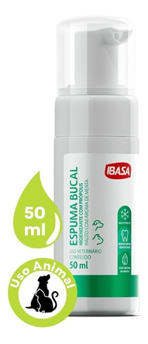 Espuma Bucal Ibasa 50ml Elimina Mau Hálito De Caes E Gatos Sabor Menta