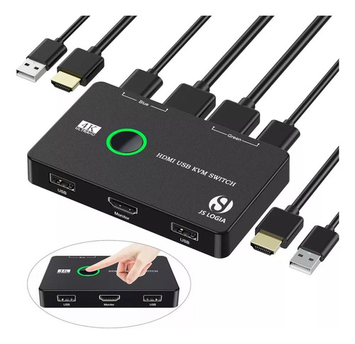 Conmutador Switch Kvm Para 2 Computadoras 4k Hdmi 2 Puertos