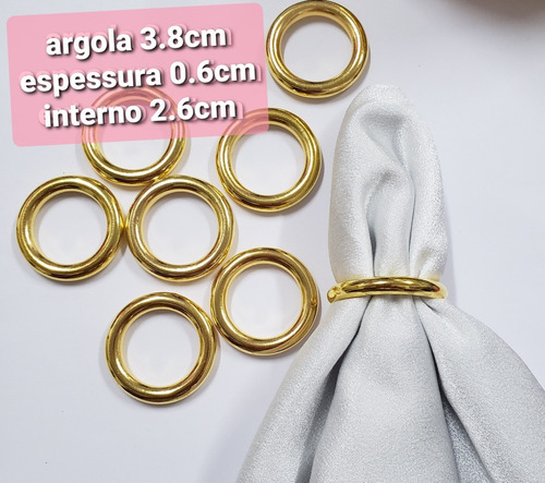 Argola Porta Guardanapo 3.8cm Dourada Abs Plástico-50pç