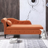 Silla Larga Con Almacenamiento Terciopelo Naranja Luckhao 