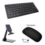 Kit Teclado E Mouse Bt Recarregável + Sup P/tablet A7 T500