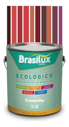 Esmalte Base Água Vermelha Brasilux Ecológico 3,2l Brilhante