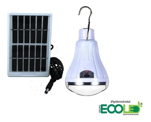 Kit Bombillo Recargable 5w Portátil Liviano Con Panel Solar