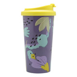 Mug Venti 380ml Flowers Keep Tapa Antiderrame Vaso Té Café Color Lavanda