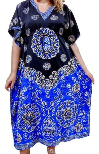 Vestido Kaftan Indiana Estampada Plus Size Cód 92