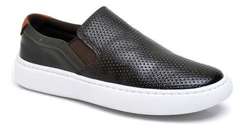 Slip On Tênis Casual Iate De Couro Calce Fácil Macio Oferta