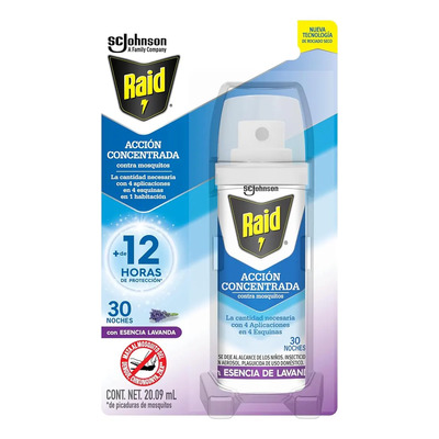 Repelente Acción Concentrada, Mata Moscas y Mosquitos Aerosol 12 Horas Esencia de Lavanda 20,09ml Raid | MercadoLibre