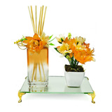 Aromatizador De Ambiente Luxo Dourado Com Vasinho De Flores